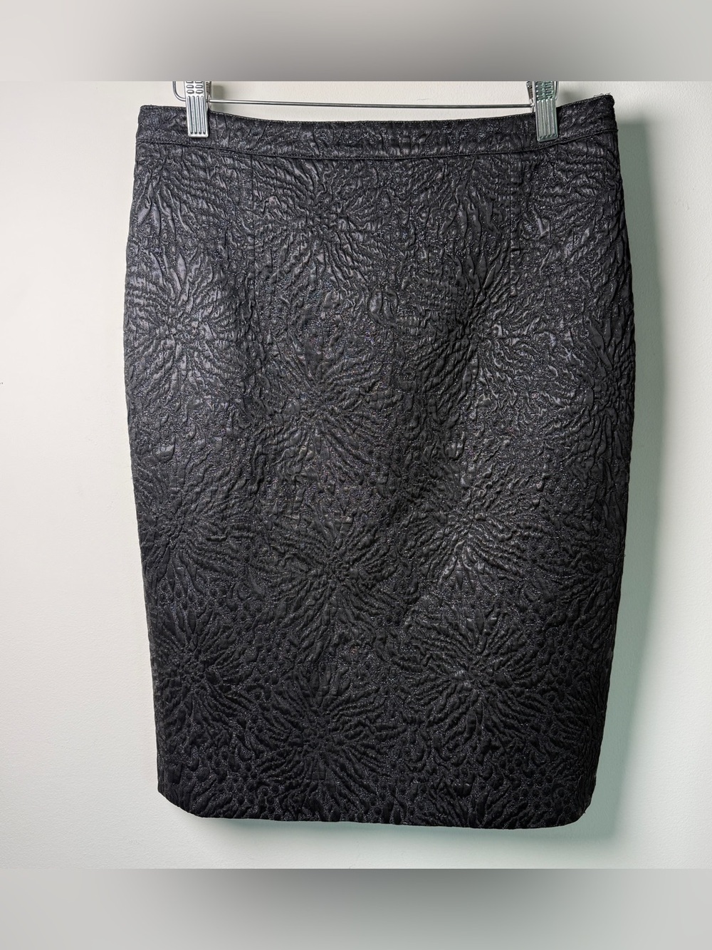 Andrew GN Paris Black Jacquard Pencil Skirt US 10 | Designer Luxury French